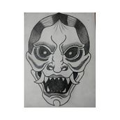 Mi proyecto del curso: Técnicas de tatuaje blackwork con línea fina - HANNYA - con cartuchos 3RL y 9RL.. Tattoo Design project by Juan Leiva Chaves - 11.12.2022
