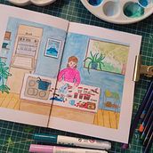 Mijn project van de cursus: Sketchbook om je tekenstijl te verkennen Ein Projekt aus dem Bereich Traditionelle Illustration, Skizzenentwurf, Kreativität, Zeichnung, Aquarellmalerei, Sketchbook und Gouachemalerei von Diana Verkade - 27.11.2022