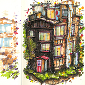 My projects for course: Expressive Architectural Sketching with Colored Markers. Een project van  Schetsen,  Tekening,  Architecturale illustratie, Sketchbook y  Illustratie met inkt van bengawley - 13.11.2022