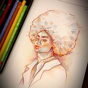 Mon projet du cours : Dessin de portraits expressifs aux crayons de couleur . Drawing, Portrait Drawing, Sketchbook, and Colored Pencil Drawing project by thibaultpougeoise - 11.29.2022