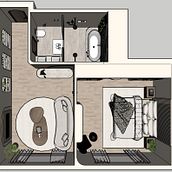 My project for course: Interior Design with Curved Lines. Un progetto di Architettura d'interni, Interior Design, Interior Design, Progettazione dello spazio, Design e Interior design di Ximena Lores - 11.11.2022