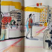Mein Abschlussprojekt für den Kurs: Urban Sketching: Halte deine Stadt in Bewegung fest. Traditional illustration, Sketching, Drawing, Watercolor Painting, Architectural Illustration, and Sketchbook project by zeliha - 11.25.2022
