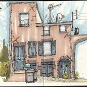 My project for course: Expressive Architectural Sketching with Colored Markers. Sketching, Drawing, Architectural Illustration, Sketchbook & Ink Illustration project by Nicolas - 12.03.2022