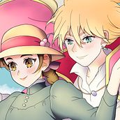 Howl and Sophie . Un progetto di Illustrazione tradizionale, Illustrazione vettoriale, Illustrazione digitale, Illustrazione infantile e Pittura digitale di Micaela Burgos - 03.12.2022