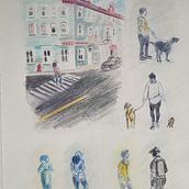 Mon projet du cours : Illustration aux crayons de couleur dans un carnet de croquis. Traditional illustration, Fine Arts, Sketching, Pencil Drawing, Drawing, Artistic Drawing, and Sketchbook project by Nathalie Rivest - 12.03.2022
