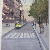 Paisagens urbanas em aquarela: " Uma rua em Cordoba". Fine Arts, Watercolor Painting, and Architectural Illustration project by curv - 12.03.2022