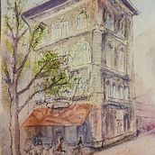 My project for course: Architectural Sketching with Watercolor and Ink. Sketching, Drawing, Watercolor Painting, Architectural Illustration, Sketchbook & Ink Illustration project by Virág Ildiko Erdei - 12.03.2022