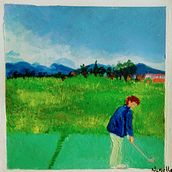 Niño jugando al golf . Un projet de Peinture à l'huile de ivonneinbox - 14.07.2022