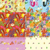 Mon projet du cours : Création de motifs illustrés. Projekt z dziedziny Trad, c, jna ilustracja, Pattern design, Ilustracja c, frowa, Stemple i Malowanie gwaszami użytkownika beltrida - 08.12.2022