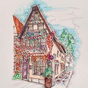 Typical house in Rothenburg , Germany . Architecture, and Traditional illustration project by Patty Ledo - 12.08.2022