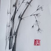 My project for course: Introduction to Sumi-e Painting bamboo flowers . Traditional illustration, Fine Arts, Painting, Drawing & Ink Illustration project by Su Stewart - 12.10.2022