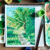 My project for course: Landscape Painting with Gouache for Beginners. Fine Arts, Painting, Naturalistic Illustration, and Gouache Painting project by Doaa Hassan - 12.10.2022