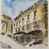 Mon projet du cours : Dessin architectural à l’aquarelle et à l’encre. Sketching, Drawing, Watercolor Painting, Architectural Illustration, Sketchbook & Ink Illustration project by Sophie - 12.13.2022