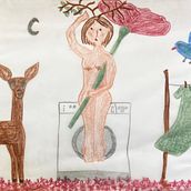 Mi proyecto del curso: Ilustración onírica de personajes femeninos . Projekt z dziedziny Design, Trad, c, jna ilustracja, R, sunek ołówkiem,  R, sunek, Ilustracja c, frowa,  R, sunek art, st i czn użytkownika Ana Lucía Pinillos - 13.12.2022