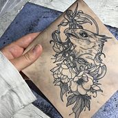 Mi proyecto del curso: Introducción a las técnicas del tatuaje. Un projet de Illustration traditionnelle, Conception de tatouage et Illustration botanique de Naomi Valdés Lysenko - 13.12.2022