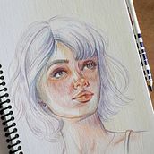 Meu projeto do curso: Desenho de retratos vibrantes com lápis de cor. Drawing, Portrait Drawing, Sketchbook, and Colored Pencil Drawing project by Deb - 12.14.2022