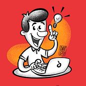The man got Idea when working in front of Laptop . Traditional illustration, Character Design, and Digital Illustration project by Ari Fadli - 12.12.2022