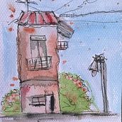 My project for course: Expressive Architectural Sketching with Colored Markers. Esboçado, Desenho, Ilustração arquitetônica, Sketchbook e Ilustração com tinta projeto de anjeza guxholli - 15.12.2022