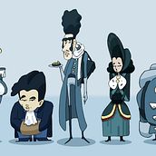 Cinq explorateurs napoléoniens. Traditional illustration, Character Design, Digital Illustration, Children's Illustration, and Narrative project by Théo Calvet - 12.17.2022