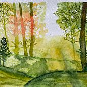 Schilder dromerige aquarellandschappen met licht. Ilustração tradicional, Paisagismo, Pintura, e Pintura em aquarela projeto de Cora Bijsterveld - 18.12.2022