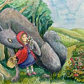 Caperusita Roja. Traditional illustration, Painting, Drawing, Watercolor Painting, Children's Illustration, and Narrative project by Paula Sol - 12.20.2022