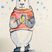 How to paint Christmas bear with watercolor . Un proyecto de Artesanía, Ilustración tradicional, Dirección de arte, Diseño de personajes, Consultoría creativa, Bellas Artes, Diseño gráfico, Pintura, Bocetado, Creatividad con niños, Creatividad, Dibujo y Papercraft de ArtLessons CustomArt - 20.12.2022