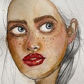 Mein Abschlussprojekt für den Kurs: Illustriertes Porträt mit Aquarell. Traditional illustration, Fine Arts, Painting, Drawing, Watercolor Painting, Portrait Drawing, and Artistic Drawing project by edoekmez - 12.21.2022