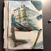 My project for course: Architectural Sketching with Watercolor and Ink. Projekt z dziedziny  Architektura, Sketching,  Rysunek, Malowanie akwarelą, Sketchbook i  Rysunek atramentem użytkownika vopok - 23.12.2022