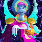 My project for course: Whimsical 3D Portraiture in Illustrator - The Space Faery Queen. Ilustração tradicional, Ilustração digital, e 3D Design projeto de CJ Elliott - 24.12.2022