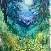 My project for course: Fantasy Landscapes with Watercolor & Gouache. Fine Arts, Painting, Watercolor Painting, Naturalistic Illustration, and Gouache Painting project by kimlarson_hatmaker - 12.25.2022