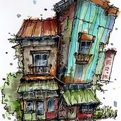 My project for course: Expressive Architectural Sketching with Colored Markers. Un projet de Esquisse , Dessin, Illustration architecturale, Carnet de croquis et Illustration à l'encre de agata_31 - 20.12.2022