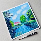 My project for course: Landscape Painting with Gouache for Beginners. Fine Arts, Painting, Naturalistic Illustration, and Gouache Painting project by Yashoda Liyanage - 12.27.2022