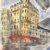 Mein Abschlussprojekt für den Kurs: Architektonische Zeichnung mit Aquarell und Tinte. Sketching, Drawing, Watercolor Painting, Architectural Illustration, Sketchbook & Ink Illustration project by Markus Uessem - 12.27.2022