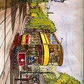 Crich tramway museum . Traditional illustration project by Andrew Kirkland - 12.27.2022