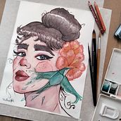Retrato ilustrado con acuarelas . Traditional illustration project by Uriel Navarro Fernández - 12.29.2022