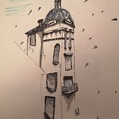 Mon projet du cours : Esquisses d'architecture expressives aux feutres de couleur. Sketching, Drawing, Architectural Illustration, Sketchbook & Ink Illustration project by john_solarpunk - 12.30.2022