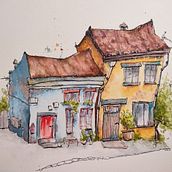 Il mio progetto del corso: Disegno architettonico espressivo con pennarelli colorati. Sketching, Drawing, Architectural Illustration, Sketchbook & Ink Illustration project by Marzia Sar - 12.31.2022