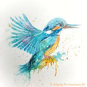 Ijsvogel. Watercolor Painting project by Timmermans Jolanda - 01.01.2023