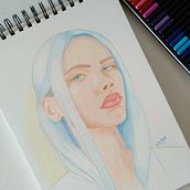 Mi proyecto del curso: Dibujo de retratos llamativos con lápices de colores. Drawing, Portrait Drawing, Sketchbook, and Colored Pencil Drawing project by bbolmo - 01.02.2023