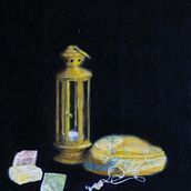Stones, Indian candle, jewelry bag. Oil Painting project by Stéphane Pannetier Le Hénaff - 01.03.2023