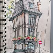 My project for course: Expressive Architectural Sketching with Colored Markers. Un proyecto de Bocetado, Dibujo, Ilustración arquitectónica, Sketchbook e Ilustración con tinta de Alena Angelava - 04.01.2023