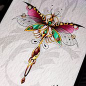 Mi proyecto del curso: Diseño de tatuajes artísticos con efectos dorados en Procreate. Un progetto di Illustrazione tradizionale, Illustrazione digitale e Design di tatuaggi di angela020598 - 04.01.2023