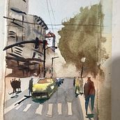 Mi proyecto del curso: Paisajes urbanos en acuarela. Fine Arts, Watercolor Painting, and Architectural Illustration project by Iban Sarabia Casellas - 01.05.2023