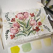 Mon projet du cours : Création d’une composition florale à l’aquarelle. Projekt z dziedziny Trad, c, jna ilustracja,  Sztuki piękne,  Malarstwo, Malowanie akwarelą, R, sunek botaniczn, Ilustracja naturalist i czna użytkownika Mathilde Bertrand - 05.01.2023