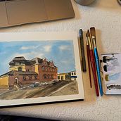 My project for course: Architectural Sketching with Watercolor and Ink. Sketching, Drawing, Watercolor Painting, Architectural Illustration, Sketchbook & Ink Illustration project by humejshop - 01.06.2023