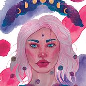 Mi proyecto del curso: Retrato ilustrado en acuarela, chica galáctica . % Ale Marchesi tarafından hazırlanan Geleneksel illüstras, on, Güzel sanatlar, Tablo, Çizim, Sulubo, a Resim, Portre Çizimi, Ve Sanatsal Çizim projesi - 01.06.2023