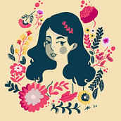Mi proyecto del curso: Retrato ilustrado con elementos botánicos. Traditional illustration, Digital Illustration, Botanical Illustration, and Digital Drawing project by Adriana Fonseca - 01.05.2023