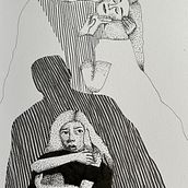 A bit of Klimt and betrayal. Drawing, Artistic Drawing, Ink Illustration, and Traditional illustration project by knorr-jessica - 01.06.2023