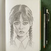 Mijn project van de cursus: Creëer lijnportretten met grafiet in je schetsboek. Sketching, Drawing, Portrait Drawing, and Sketchbook project by Celeste Polstra - 01.07.2023