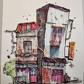 My project for course: Expressive Architectural Sketching with Colored Markers. Sketching, Drawing, Architectural Illustration, Sketchbook & Ink Illustration project by Nuttakarn Panpichityota - 01.03.2023